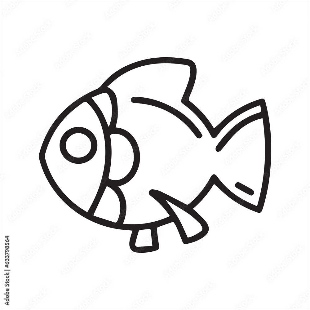 Fish icon. Vector and line Fish icon. Vector and line