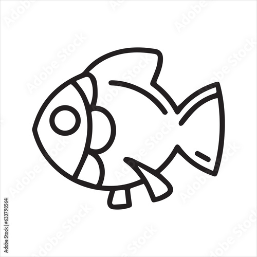 Fish icon. Vector and line photo