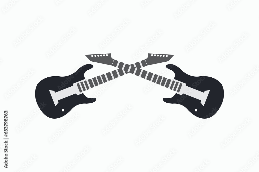 Vector illustration of a melodic guitar silhouette.
