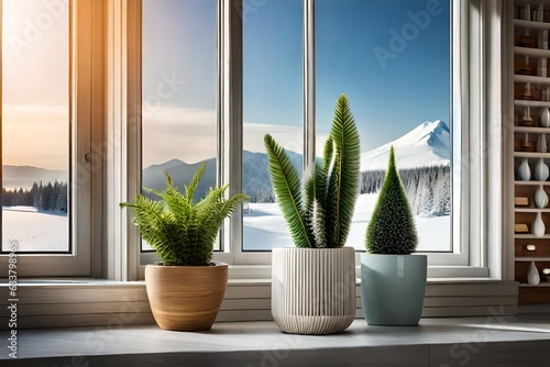 modern living room with home plant generated by AI tool