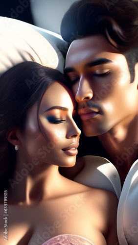 Retrato de um casal apaixonado.  renderização 3D, ilustração 3D. photo
