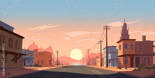 modern city road scene at sunset. Generative Ai content