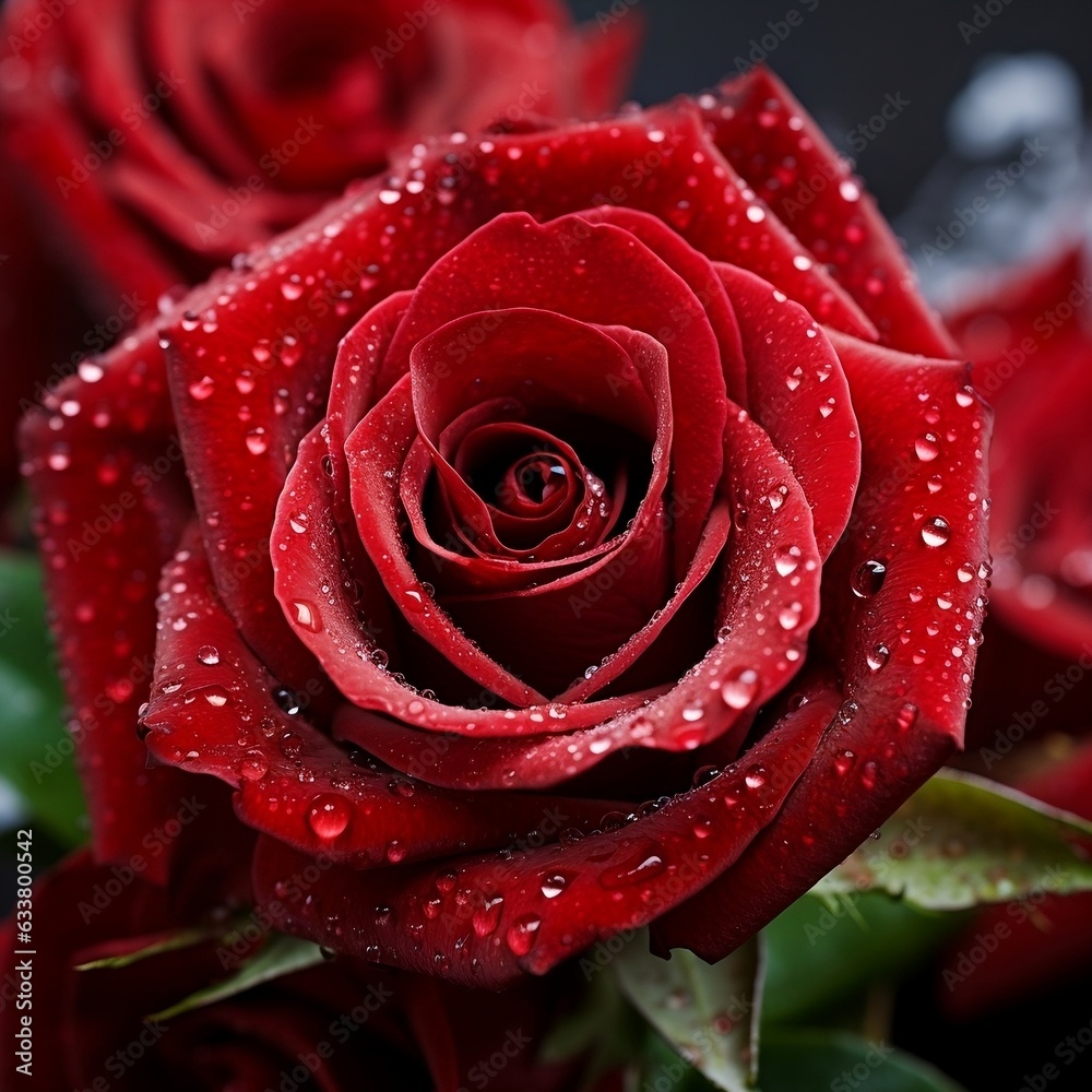 Red roses with water drops on the petals generative ai Red roses with water drops on the petals generative ai