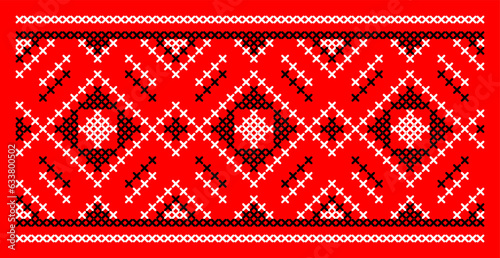 Vector illustration of Ukrainian ornament in ethnic style, identity, vyshyvanka, embroidery for print clothes, websites, banners