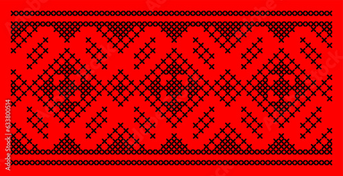 Vector illustration of Ukrainian ornament in ethnic style, identity, vyshyvanka, embroidery for print clothes, websites, banners