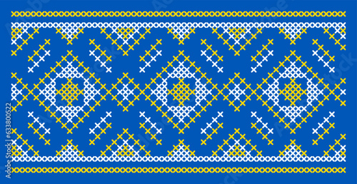Vector illustration of Ukrainian ornament in ethnic style, identity, vyshyvanka, embroidery for print clothes, websites, banners