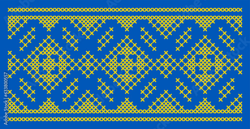Vector illustration of Ukrainian ornament in ethnic style, identity, vyshyvanka, embroidery for print clothes, websites, banners