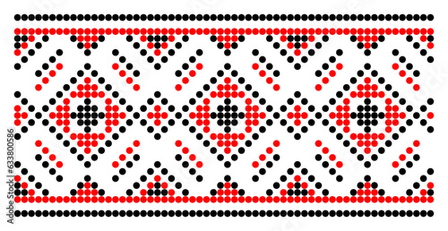 Vector illustration of Ukrainian ornament in ethnic style, identity, vyshyvanka, embroidery for print clothes, websites, banners