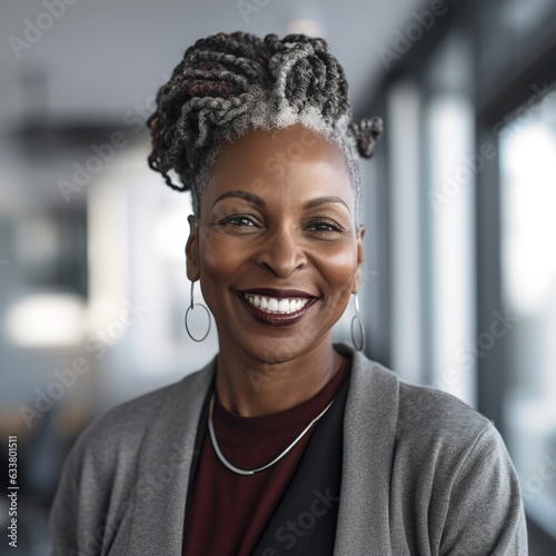 business businesswoman office mature middle aged head shot woman portrait corporate manager black businessperson created using generative ai technology