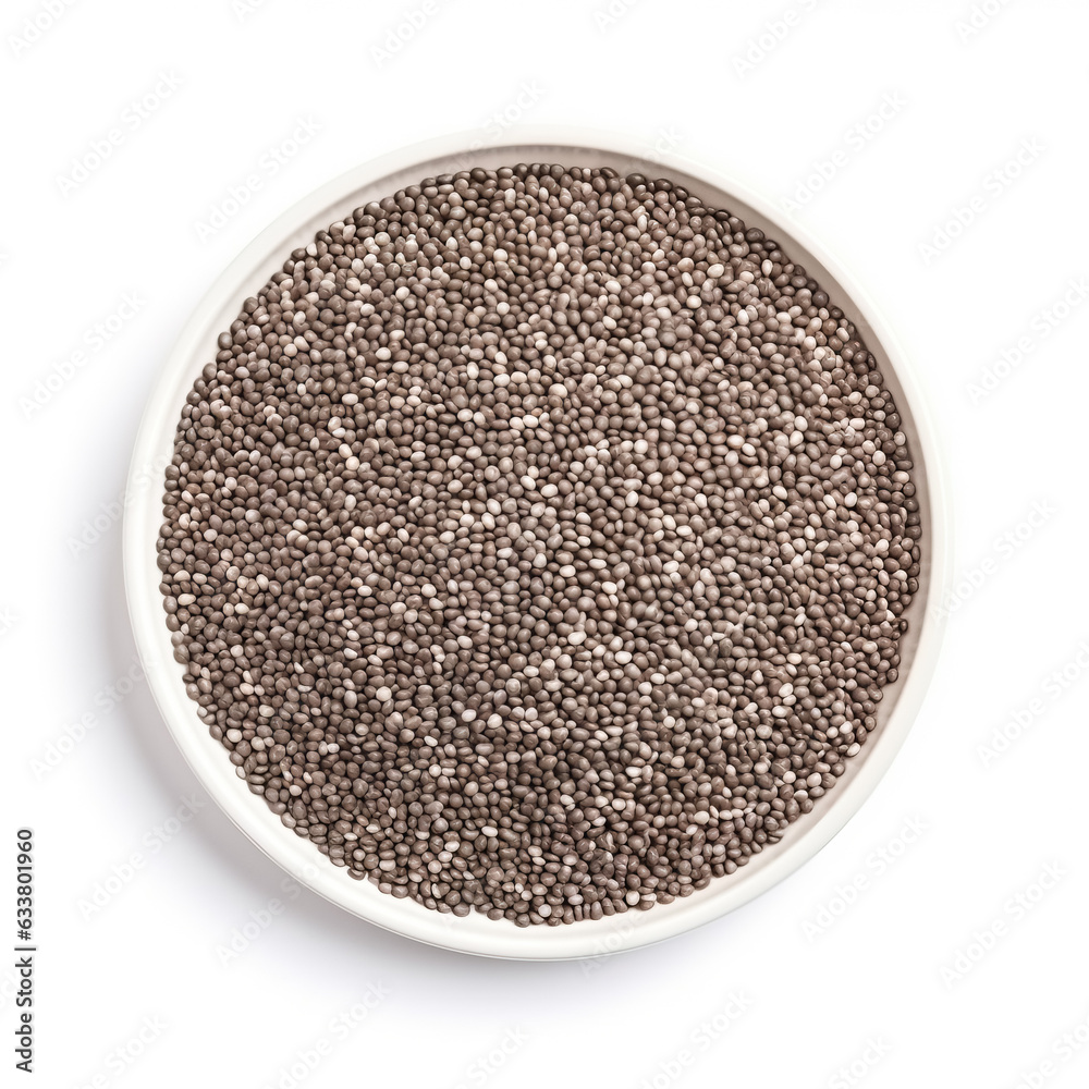 Chia Groats isolated on white background top view Chia Groats isolated on white background top view