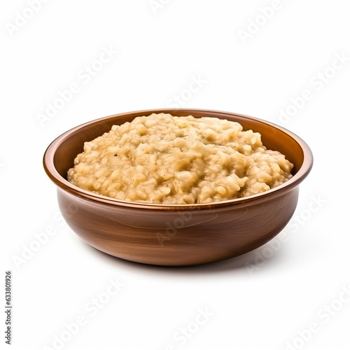 Barley Porridge cooked side view isolated on white background 
