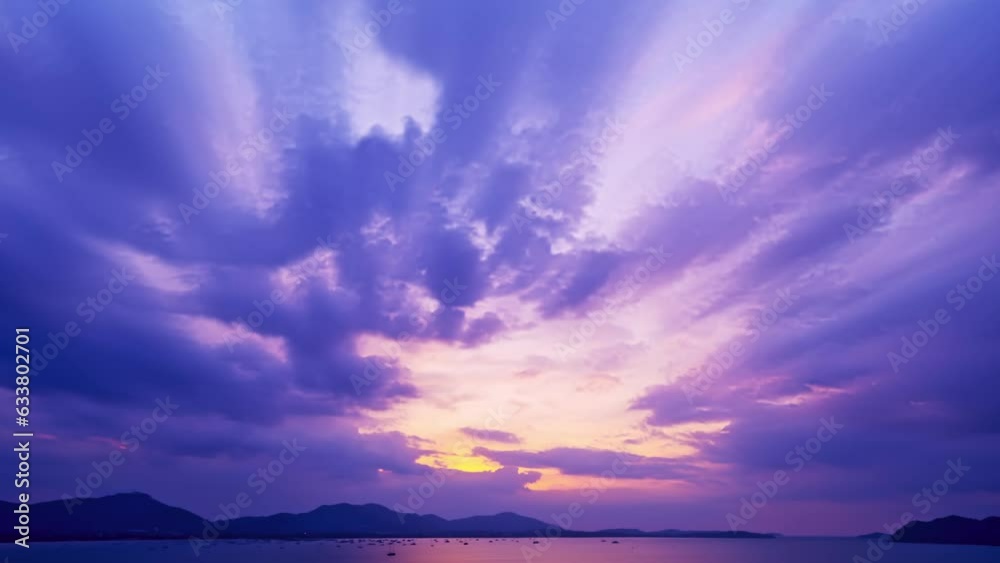 Beautiful 4K Time lapse of Majestic sunrise or sunset sky landscape,Amazing light of nature cloudscape sky and Clouds moving away rolling,Colorful sunrise cloud timelapse,Travel and nature background