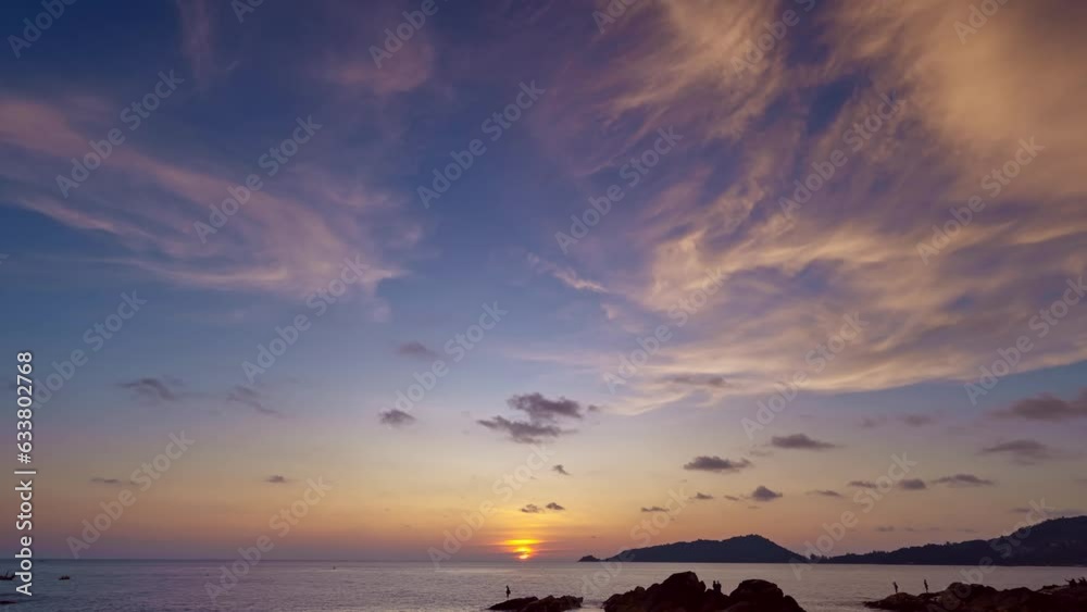 Beautiful 4K Time lapse of Majestic sunrise or sunset sky landscape,Amazing light of nature cloudscape sky and Clouds moving away rolling,Colorful sunrise cloud timelapse,Travel and nature background