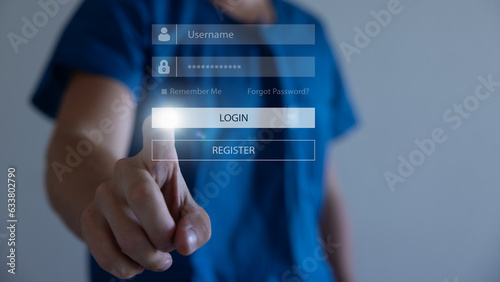 Login and password, cyber security concept, data protection and secured internet access, cybersecurity. photo