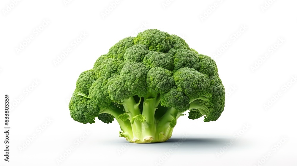 Photo realistic broccoli on a white background, generated by AI Photo realistic broccoli on a white background, generated by AI