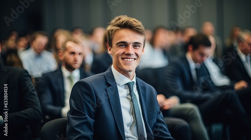 businessman formal suit standing confident smile to camera portrait shot in modern office with blur people background business concept,ai generate