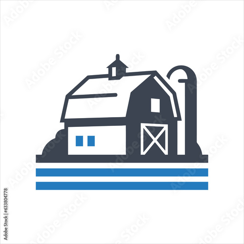 Barn with silo icon