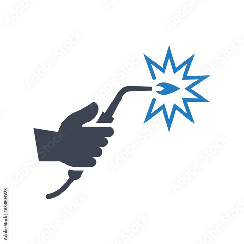 Hand holding a welding torch icon