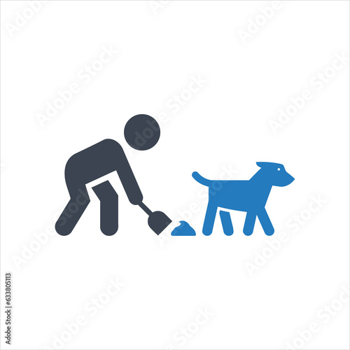Person cleaning dog poop icon