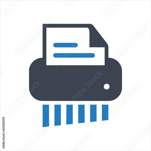 Shredder shredding a document icon