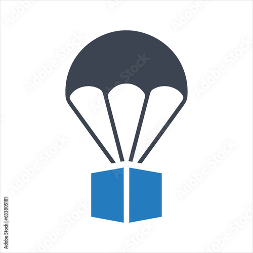 Package being delivered by parachute icon