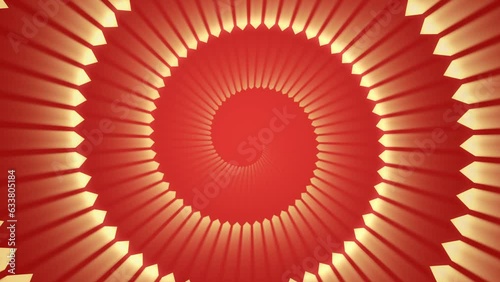 Bright magic red gold radial spiral animation