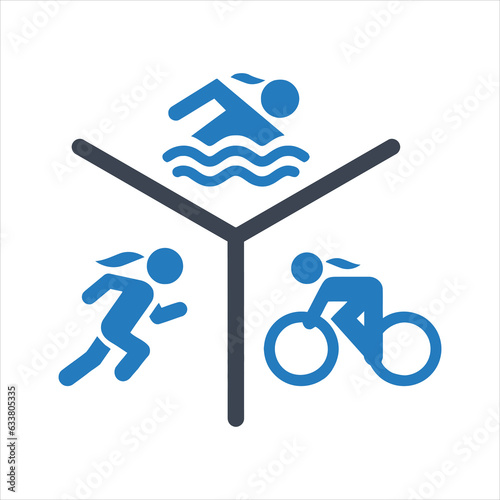 Women's Run Bike and Swim Triathlon Icon