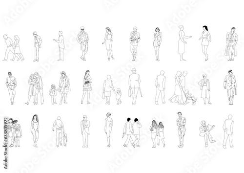 outline people drawing man woman vector illustration. isolated graphic person people isolated sketch simplicity hand drawn human continuous line. people stand design group business concept.
