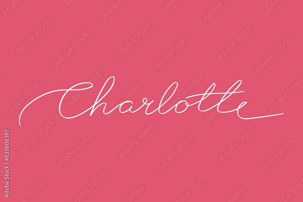 Female name Charlotte. Girl’s name Handwritten lettering calligraphy typescript. Vector art