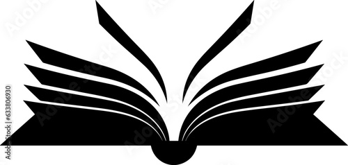Open book black icon.Vector book logo.