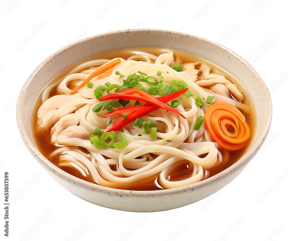 Delicious Noodle Soup on transparent or white background, png