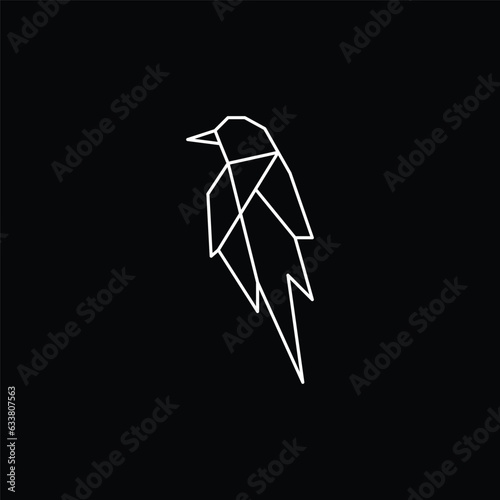 Bird line art logo icon design template