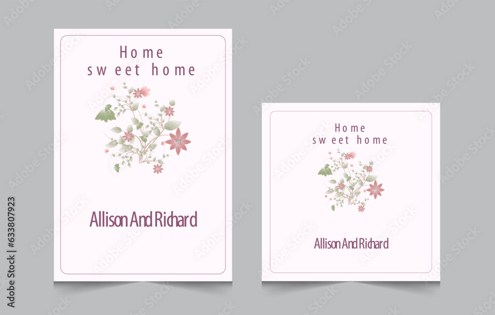 Set of housewarming party invitation templates, Vector illustration eps 10, a4 poster, and square post for social media
