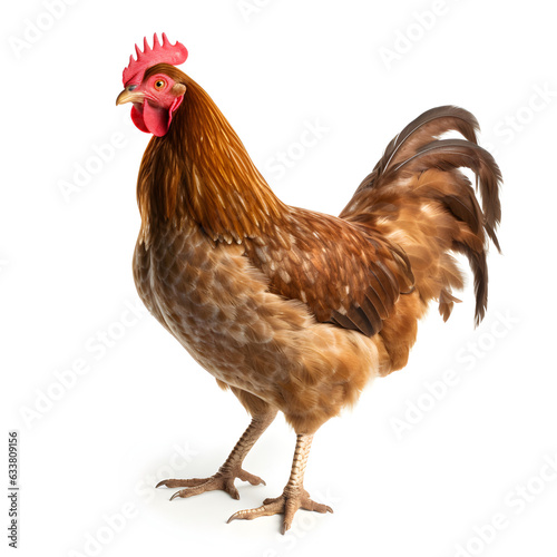 Chicken hen isolated on white livestock farming 