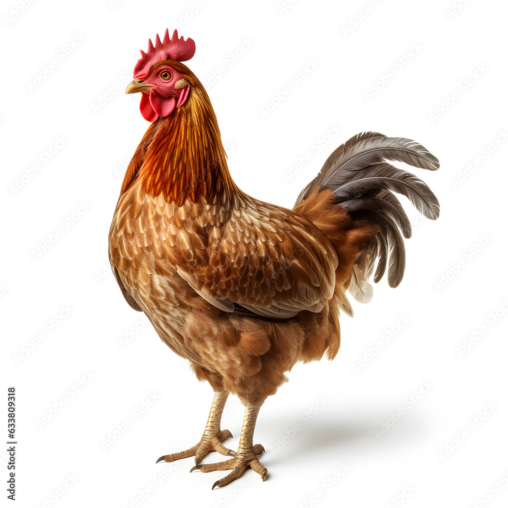 Fototapeta premium Chicken hen isolated on white livestock farming 