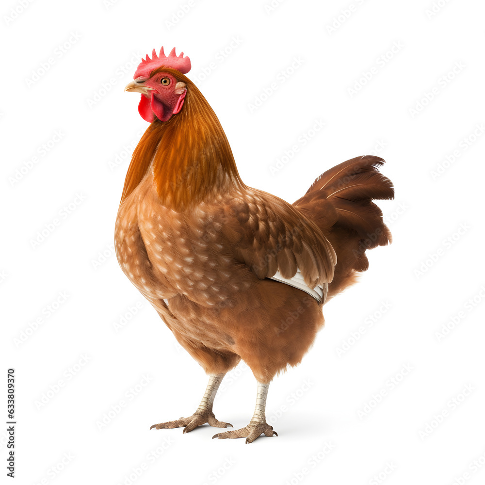 Fototapeta premium Chicken hen isolated on white livestock farming 