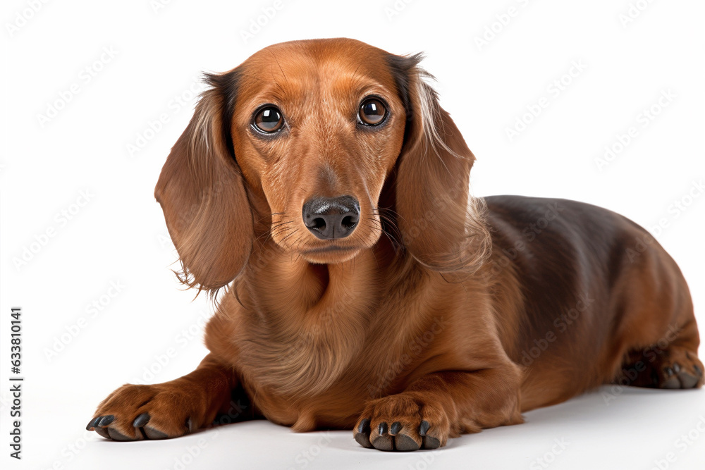 Portrait of Dachshund dog on white background