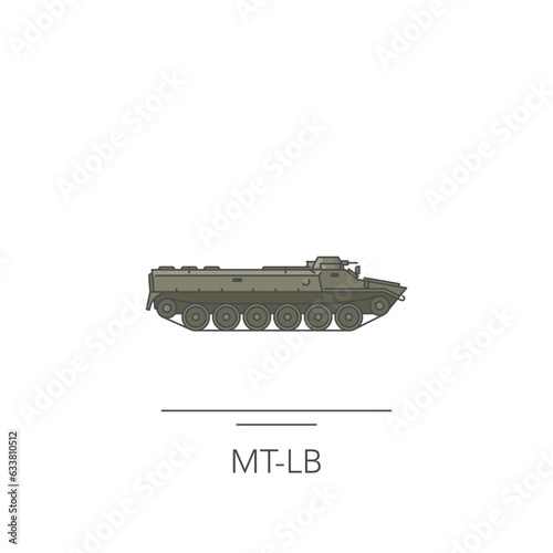 MT-LB icon. Outline colorful icon of armored carrier on white. Vector illustration