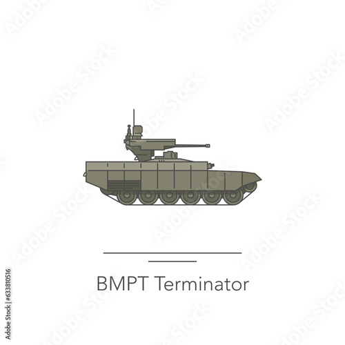 BMPT Terminator icon. Outline colorful icon of armored vehicle on white. Vector illustration
