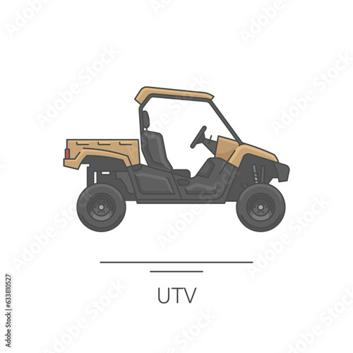 UTV icon. Outline colorful icon of UTV on white. Vector illustration