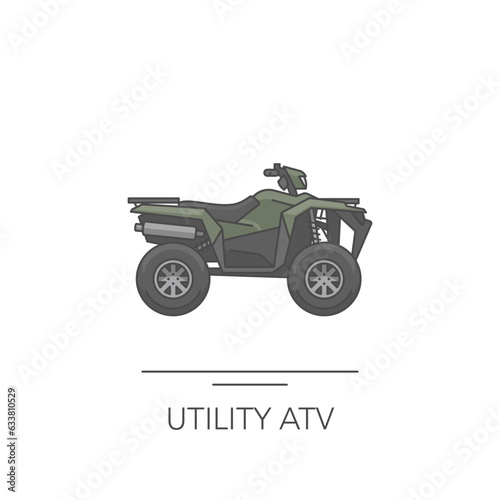 Utility ATV icon. Outline colorful icon of ATV on white. Vector illustration