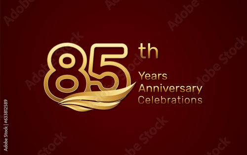 85th anniversary logo design with double line number style and golden wings, vector template
