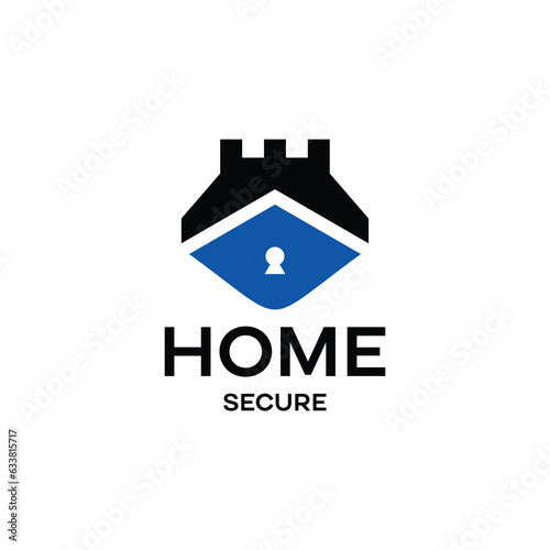 home logo with security concept and fort graphic for brand identity