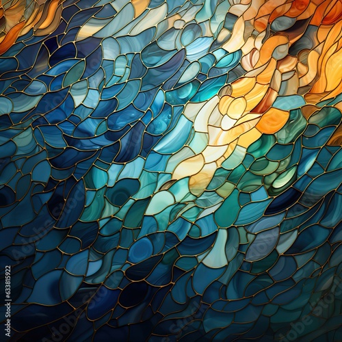 Ornament, abstract, in ocean colors ,tile, minimalist