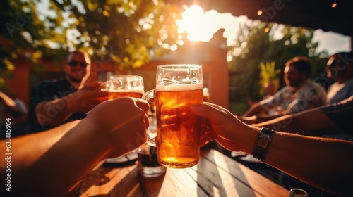 Group of friends drink beer...