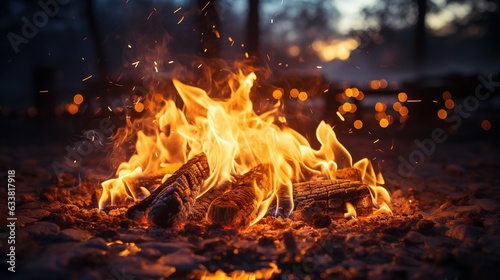 a close up of a fire in a field with lots of fire. generative ai