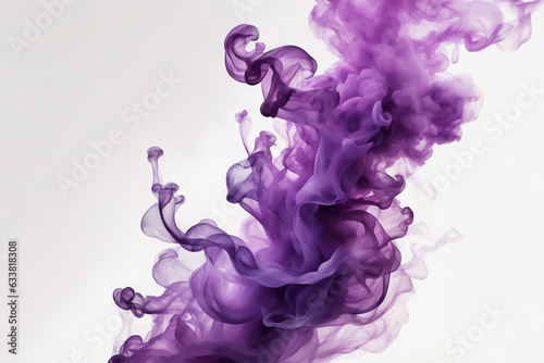 Colorful purple smoke on a white isolated background. Vape smoke background