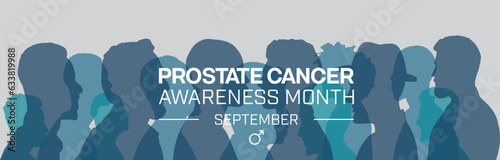 Prostate Cancer Awareness Month banner design with group silhouette of men. Vector illustration