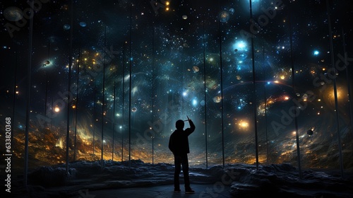  a man standing in front of a night sky filled with stars.  generative ai