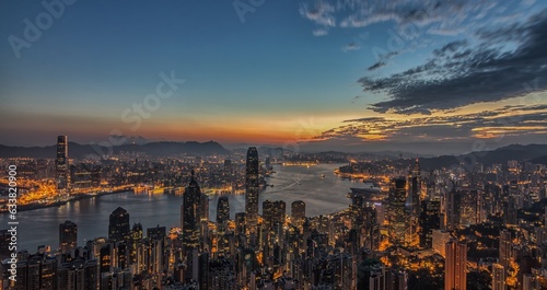 Sunrise panorama Hong Kong 